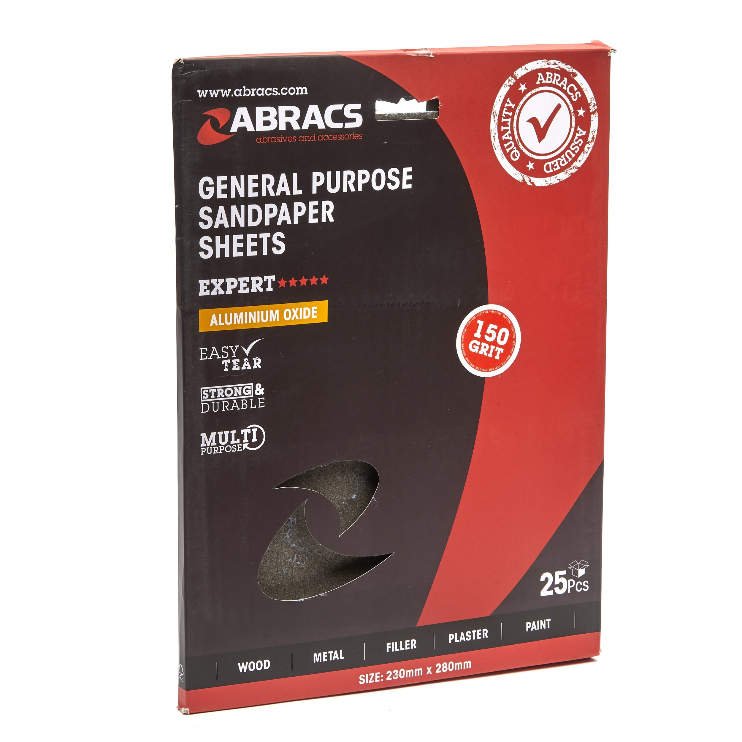 Abracs Aluminium Oxide Paper Sheet 25 Pack Fix Fast