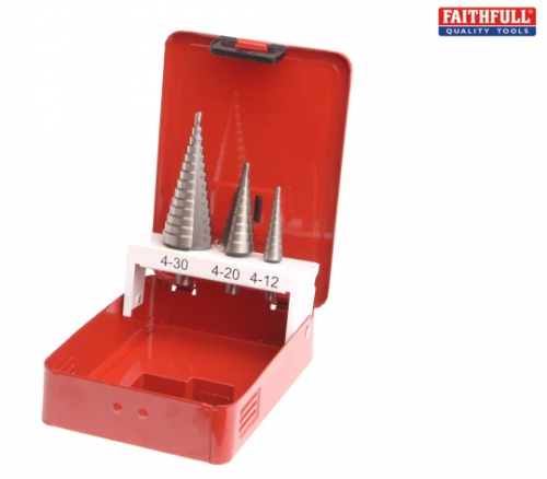 Faithfull FAISDSET3 HSS Step Drill Set 4-14 6-20 & 6-30mm